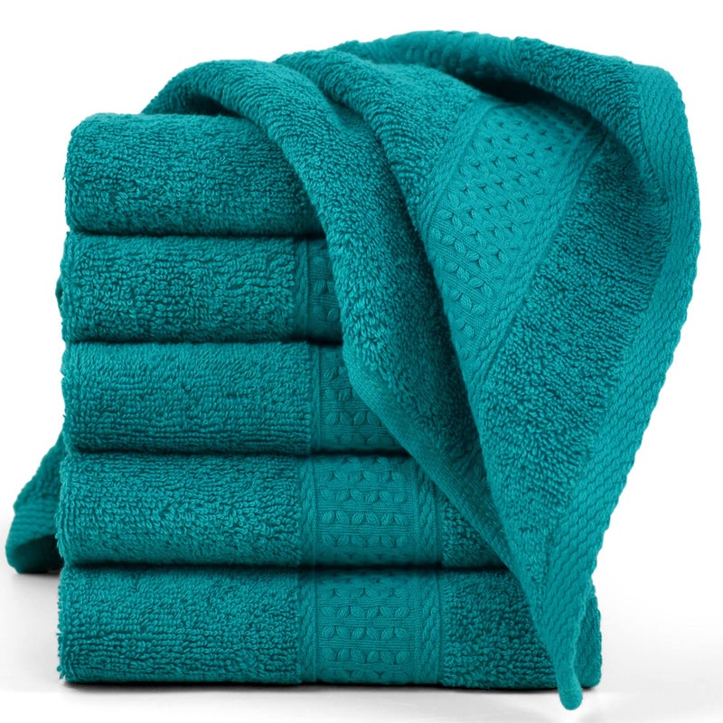 كلين بير Cleanbear Wash Cloths - مناشف فيروزية للوجه والجسم - منشفة فائقة النعومة للبشرة الحساسة - 6 عبوات 13 × 13 بوصة - Image 1